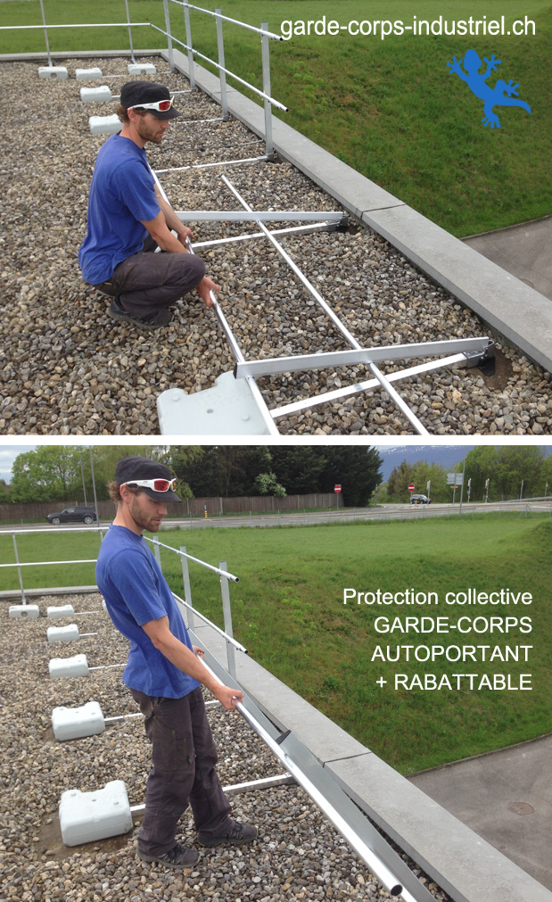 garde-corps rabattable pour toiture photovoltaique